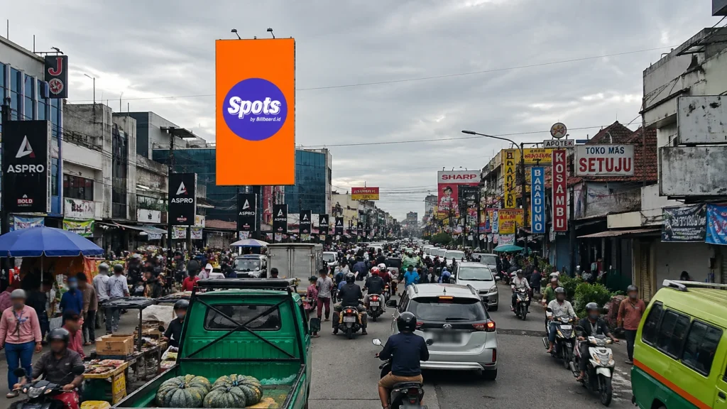 billboard bandung kosambi dengan traffic padat area pasar